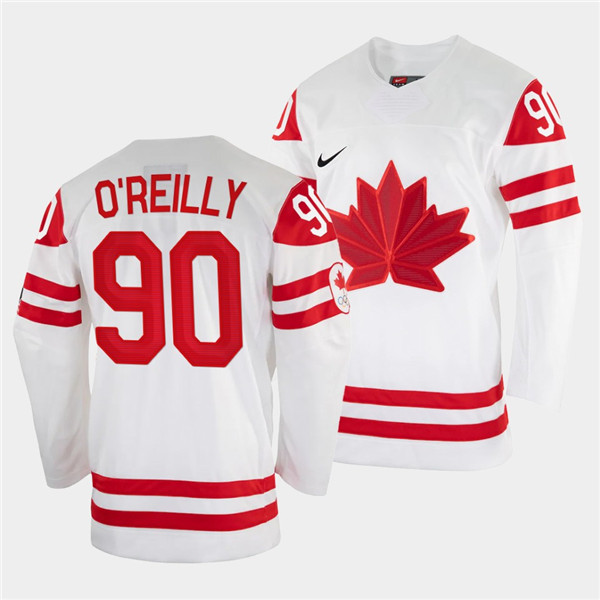Men's White Canada Hockey #90 Ryan O'Reilly 2022 Beijing Winter Olympic Stitched Jersey